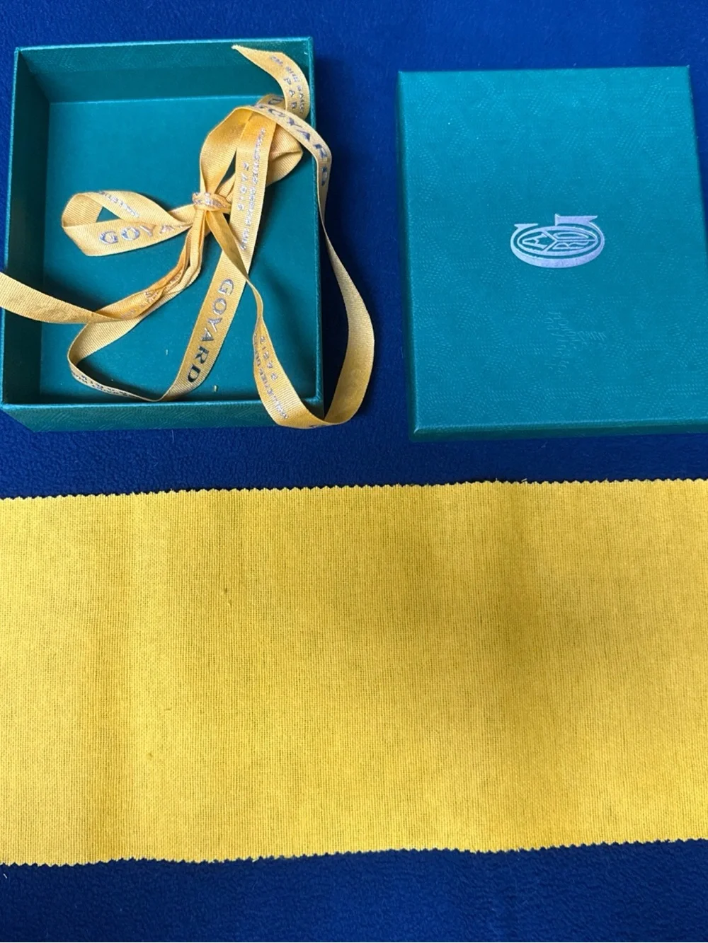 Goyard Empty Small Box 6x4.5x1.5” Yellow Ribbon & Fabric Insert